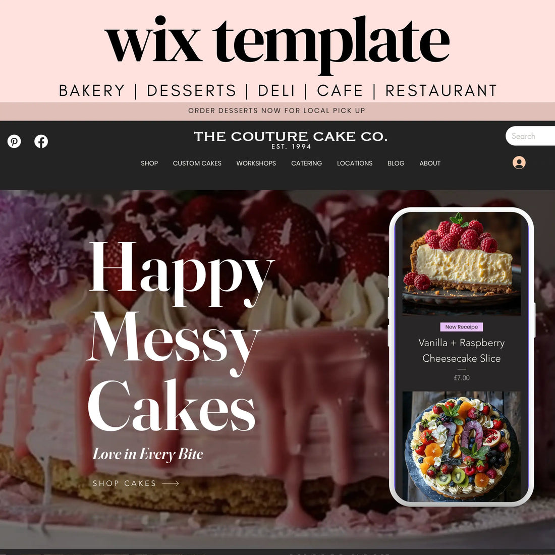 Couture Cakes  Wix Website Template for Bakeries, Restaurants, Cafés + Catering Businesses