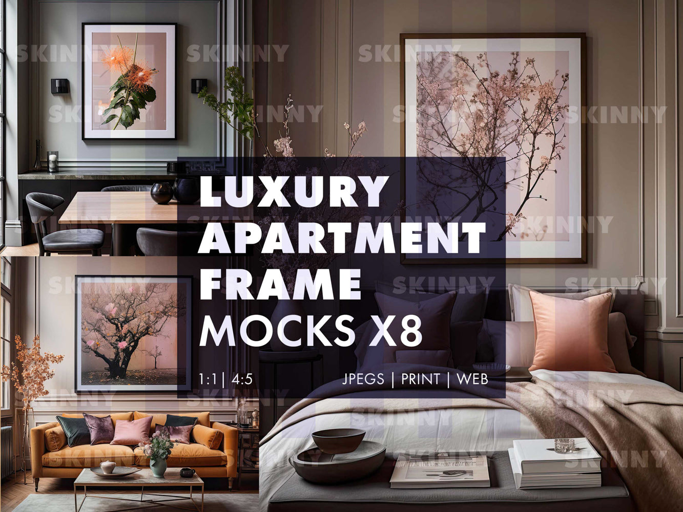 8 Luxury Apartment Frame Art Mock-ups |  DIGITAL DOWNLOAD
