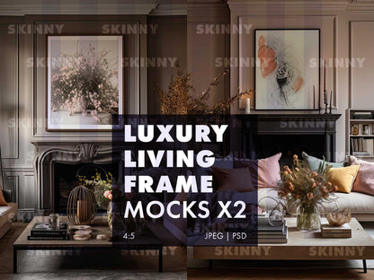 2 Victorian Living Room Frame Art Mock-ups |  DIGITAL DOWNLOAD