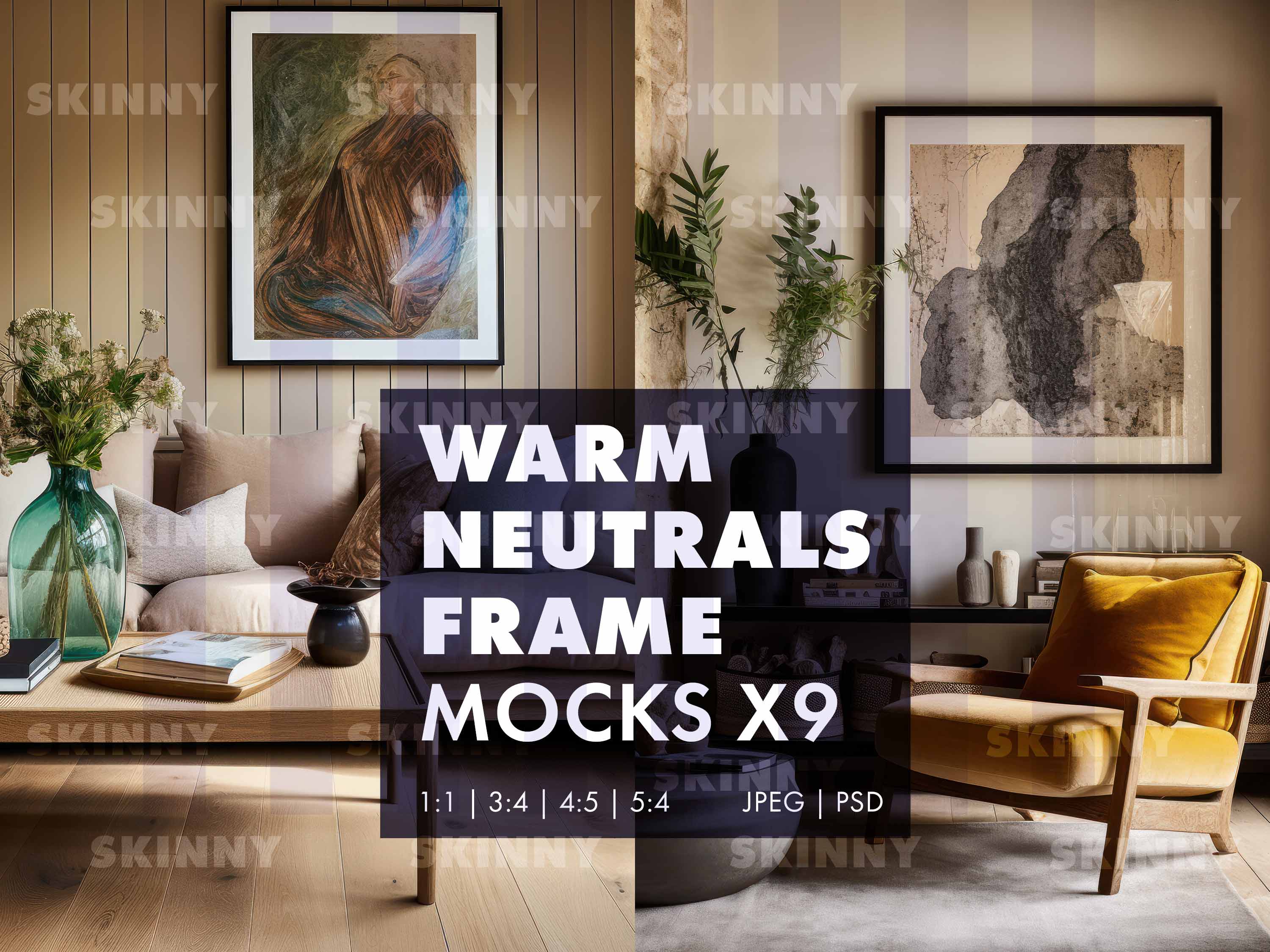 9 Warm Neutral Frame Art Mock-ups |  DIGITAL DOWNLOAD