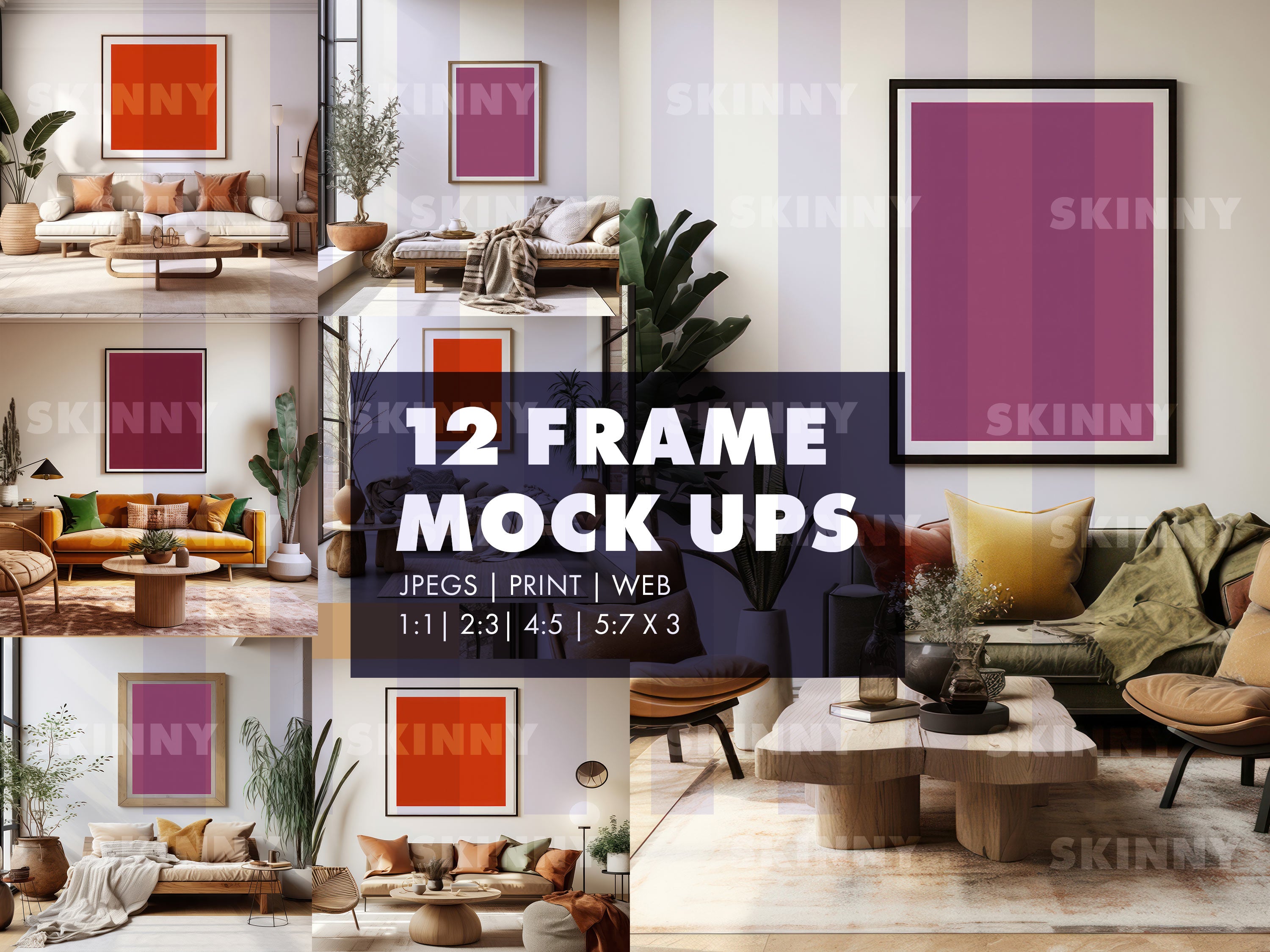 Interior Living Room Art Frame Mock Ups  |  DIGITAL DOWNLOAD