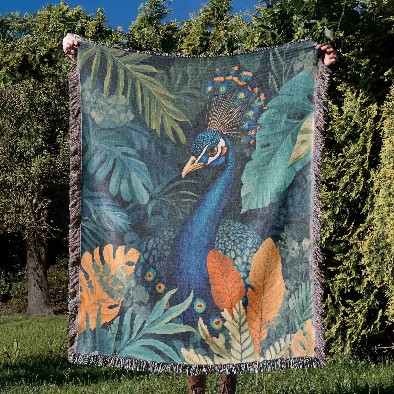 Peacock Woven Blanket