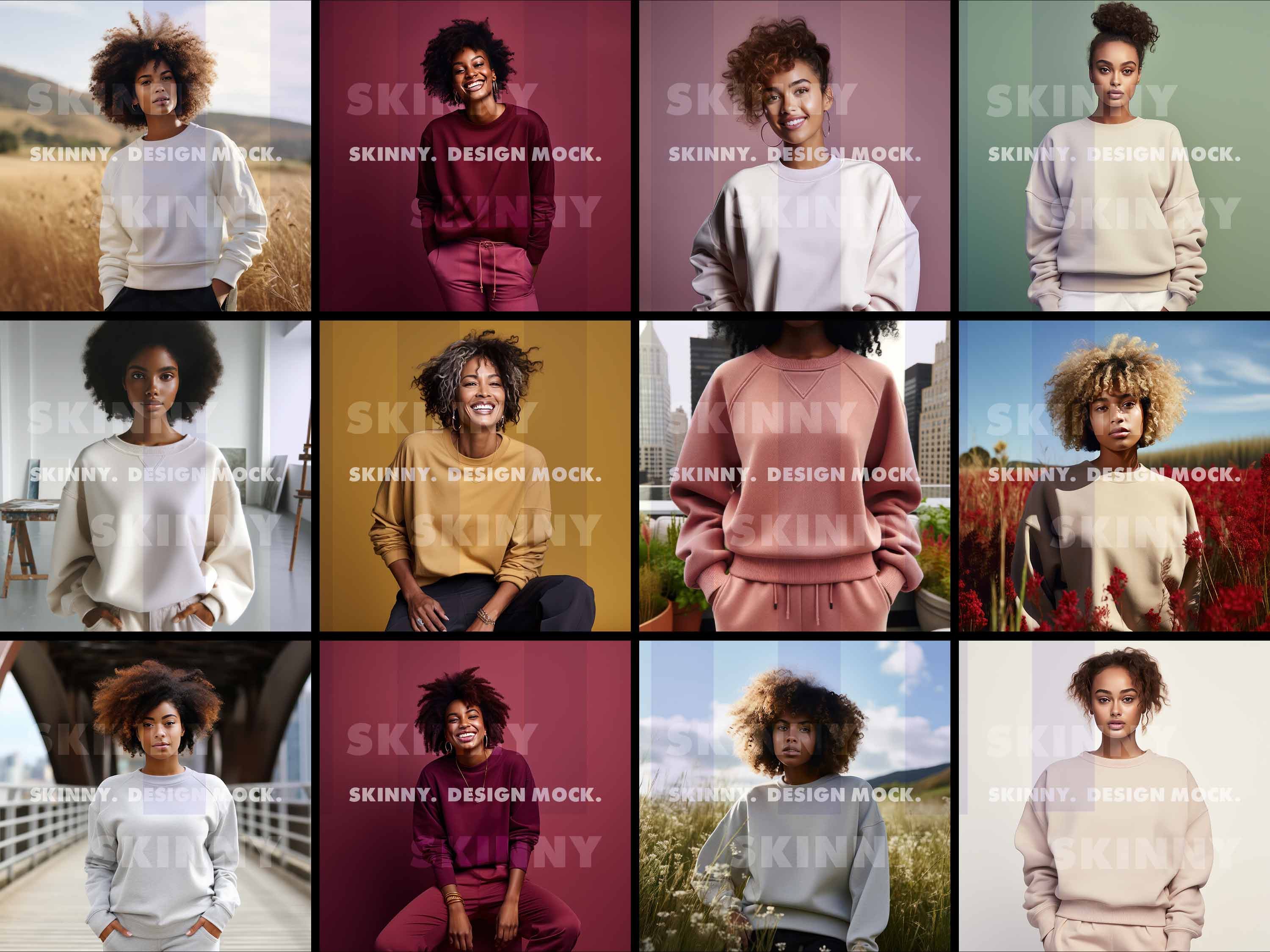 40 schwarze Damen-Sweatshirt-Mockup-Bundle | DIGITALER DOWNLOAD