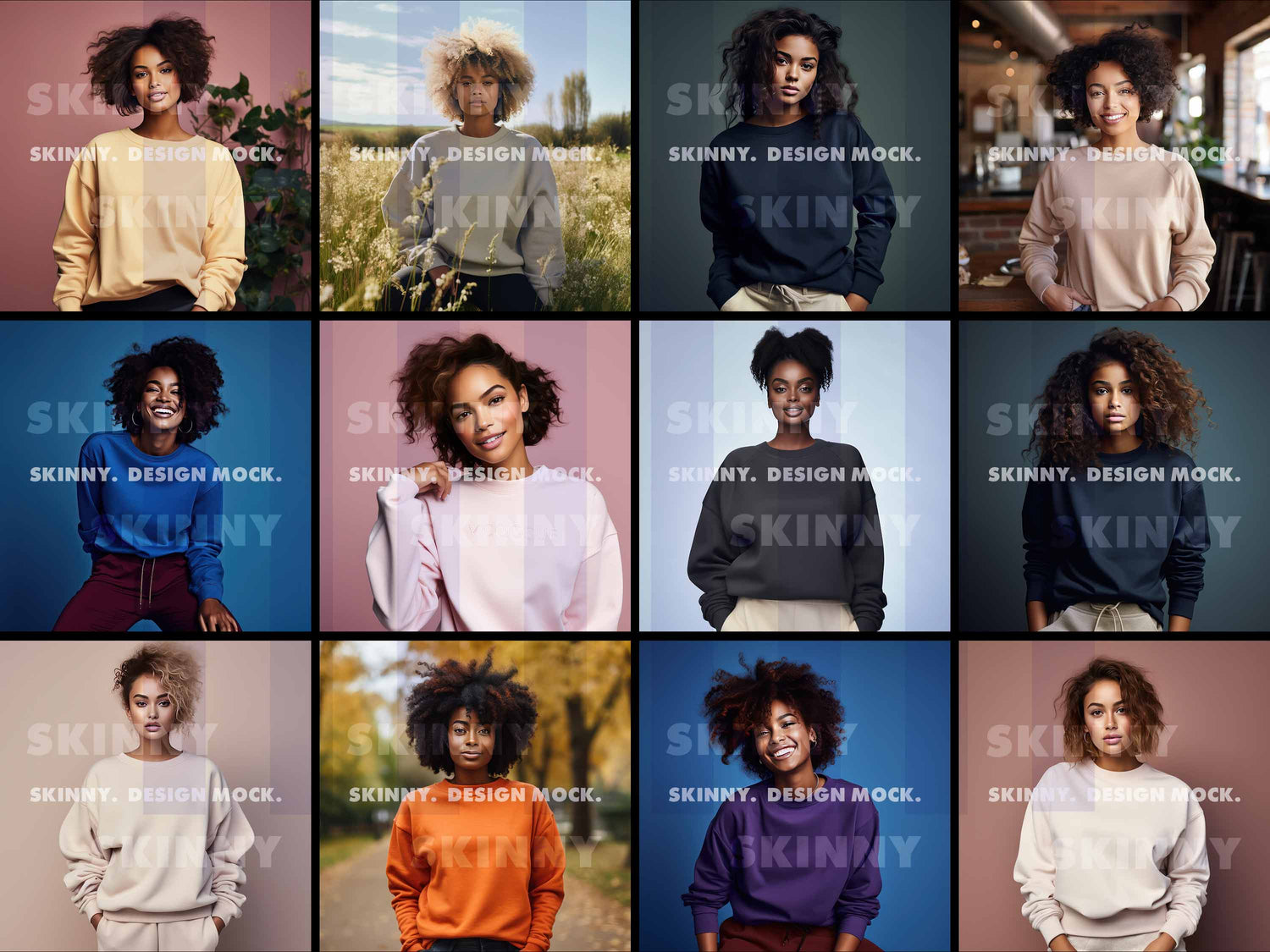 40 schwarze Damen-Sweatshirt-Mockup-Bundle | DIGITALER DOWNLOAD