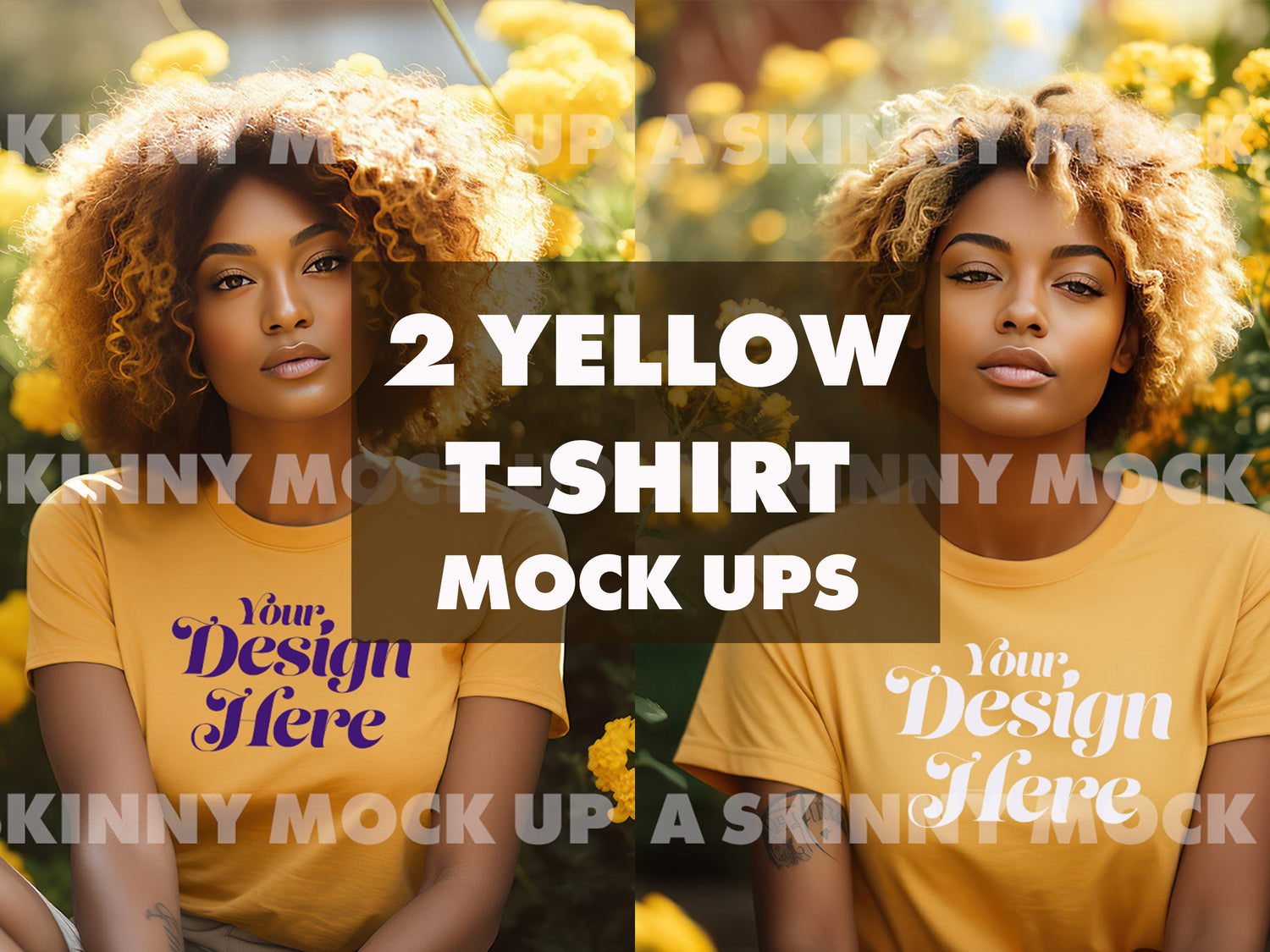 2 Womans Yellow T-shirt Mock Ups  |  DIGITAL DOWNLOAD