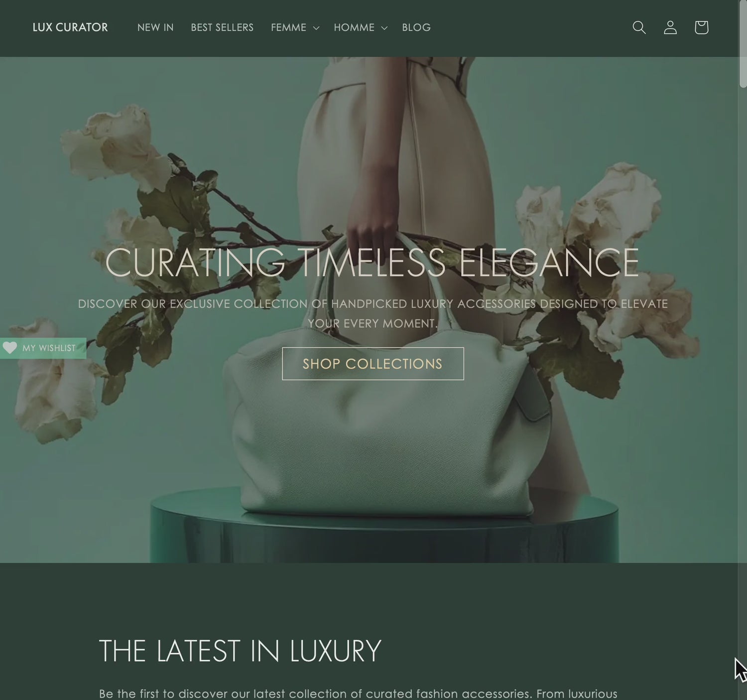 Lux Curator . Wix Template for Fashion + Luxury Goods