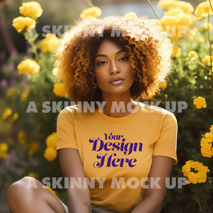 2 gelbe T-Shirt-Mock-Ups für Damen | DIGITALER DOWNLOAD