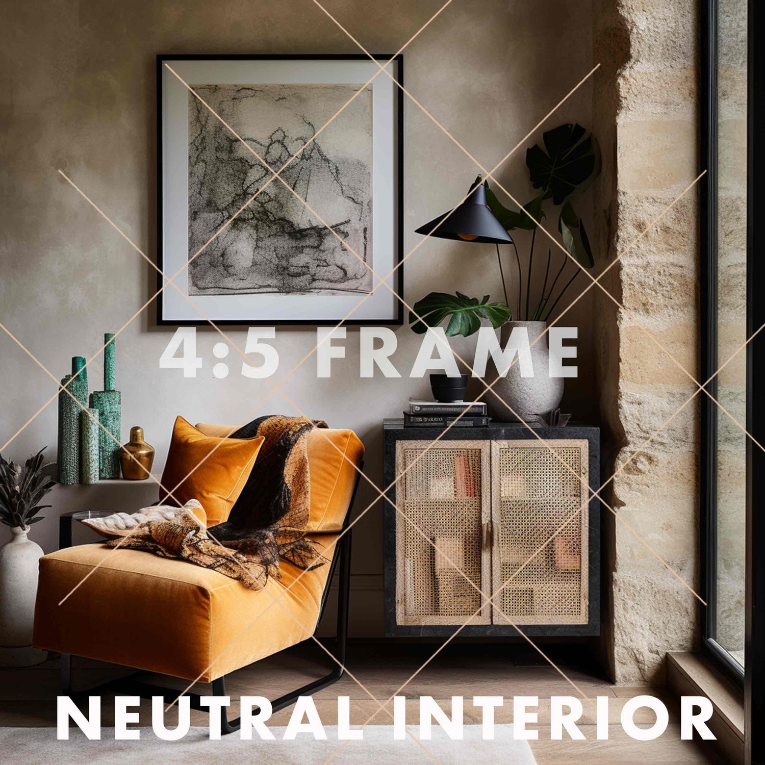 9 Warm Neutral Frame Art Mock-ups |  DIGITAL DOWNLOAD