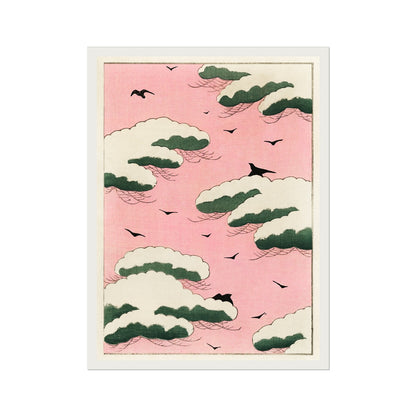 Pink Sky Illustration Vintage Art Print by Watanabe Seitei