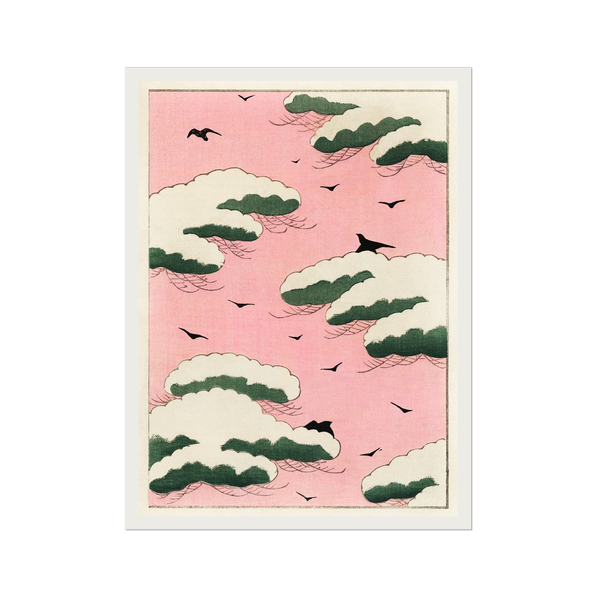 Pink Sky Illustration Vintage Print by Watanabe Seitei